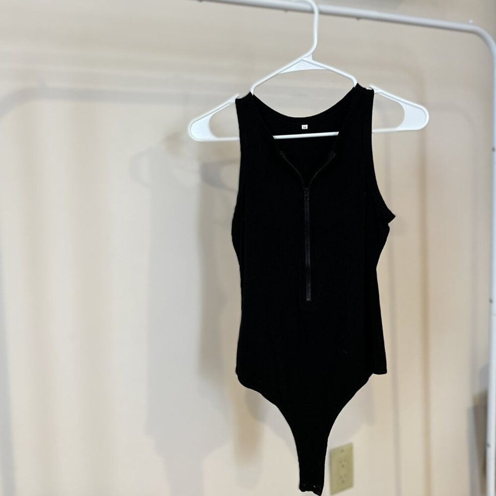Amazon Black Zip-Up Tank Top Bodysuit